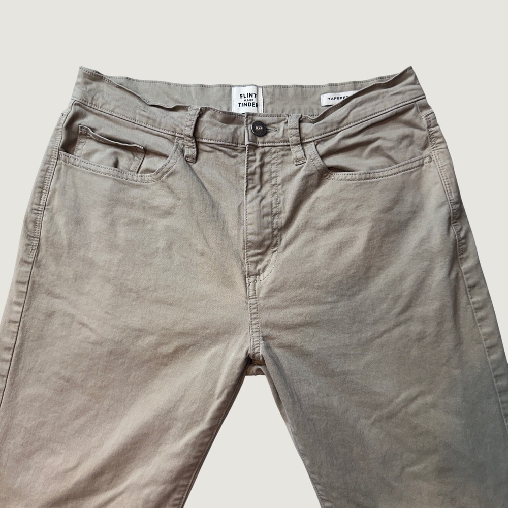 Flint and Tinder Pants Mens 30x30 (30x28) Tapered Fit Tan 365 Stretch Chino